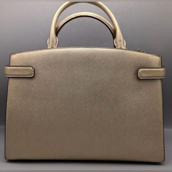 MICHAEL KORS KARLA STUD MED E/W SATCHEL Crossbody Bag In GOLD Leather - Picture 5 of 6